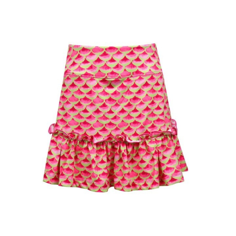 Turtles and Tees Girls Pink Mermaid Scale Golf Tennis Skort Ruffle Hem‎ Large